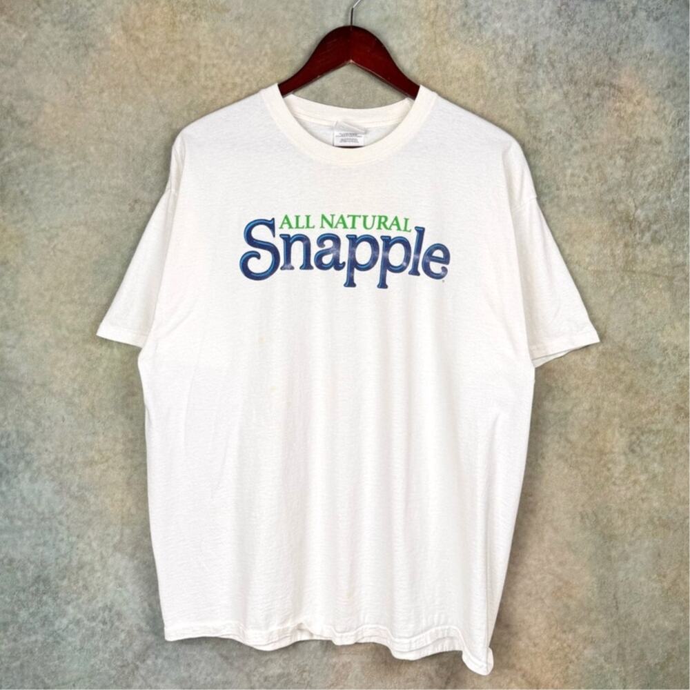 VTG Snapple Iced Tea Promo T Shirt Sz XL White All Natural Big Spell Out Logo